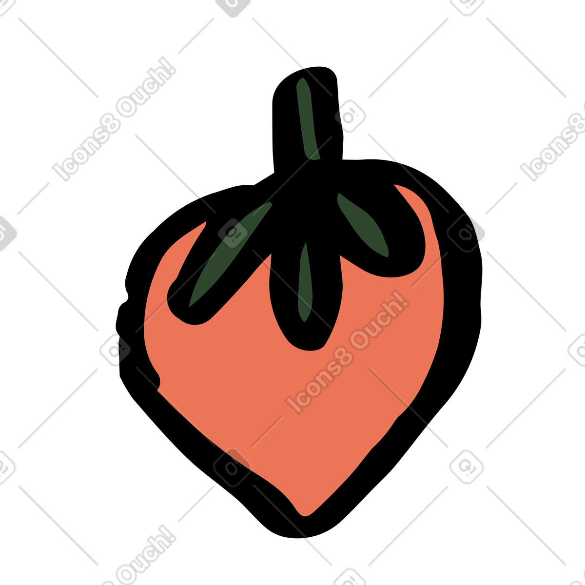 Fragola illustrazione in stile Scandi scarica in PNG, SVG