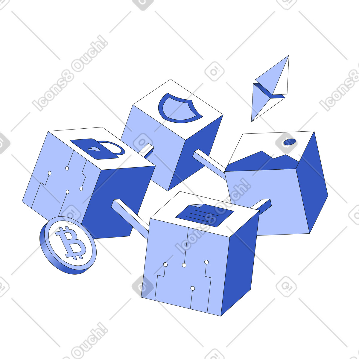 Blockchain technology for crypto transactions illustration in PNG, SVG