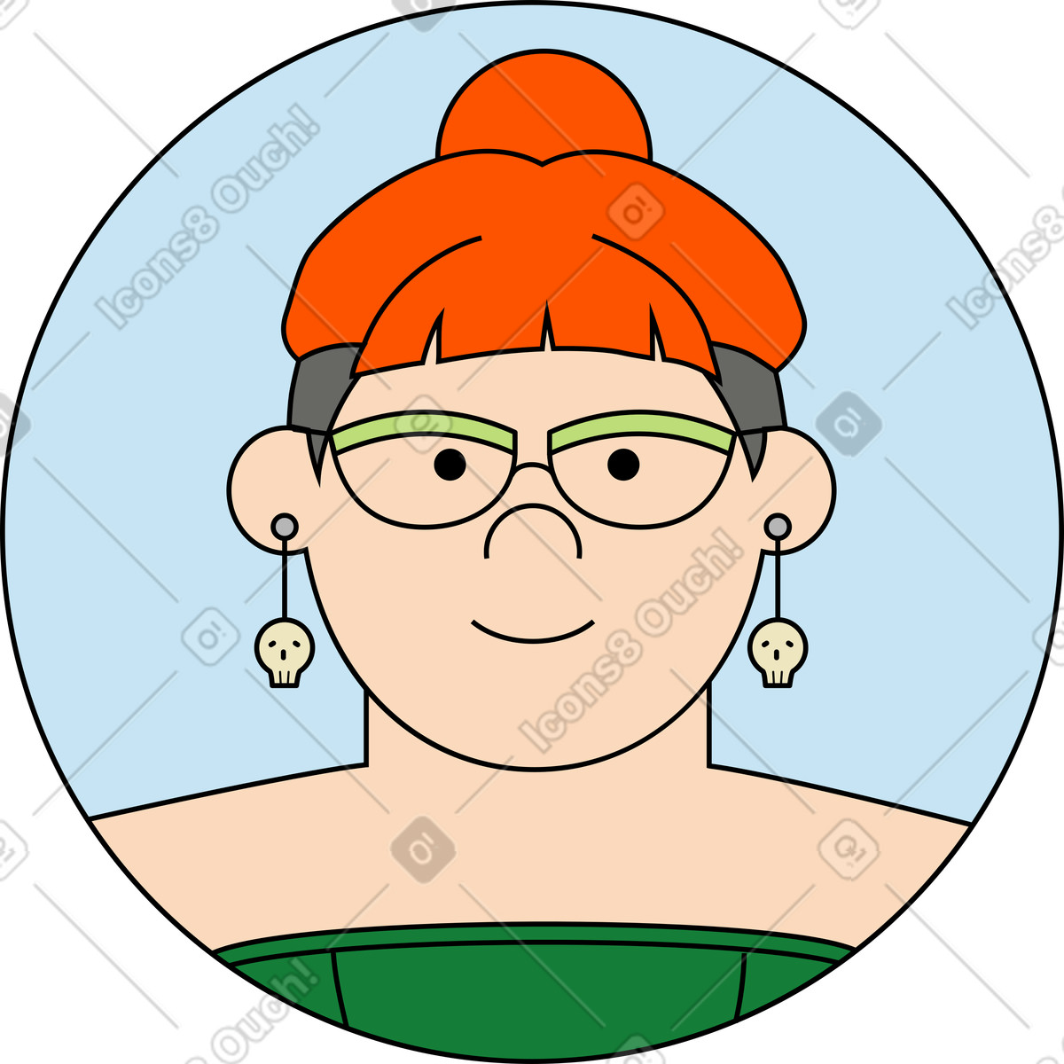 Ilustración Avatar femenino en estilo Kindy a descargar en PNG y SVG