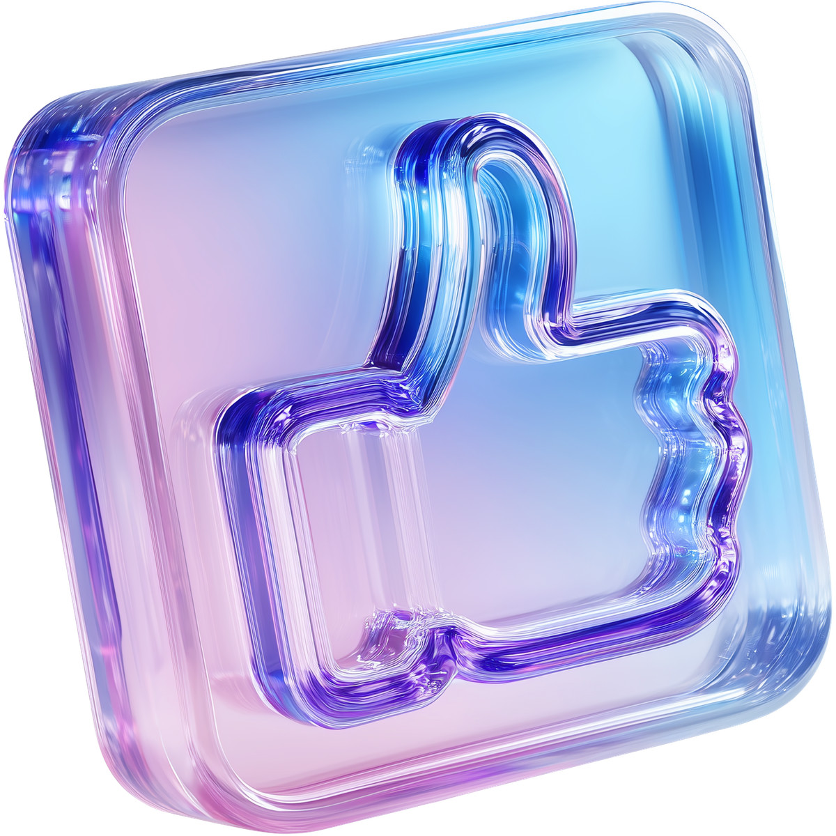 Like icon, social approval, glass square button illustration in Vitrum style download in PNG, SVG