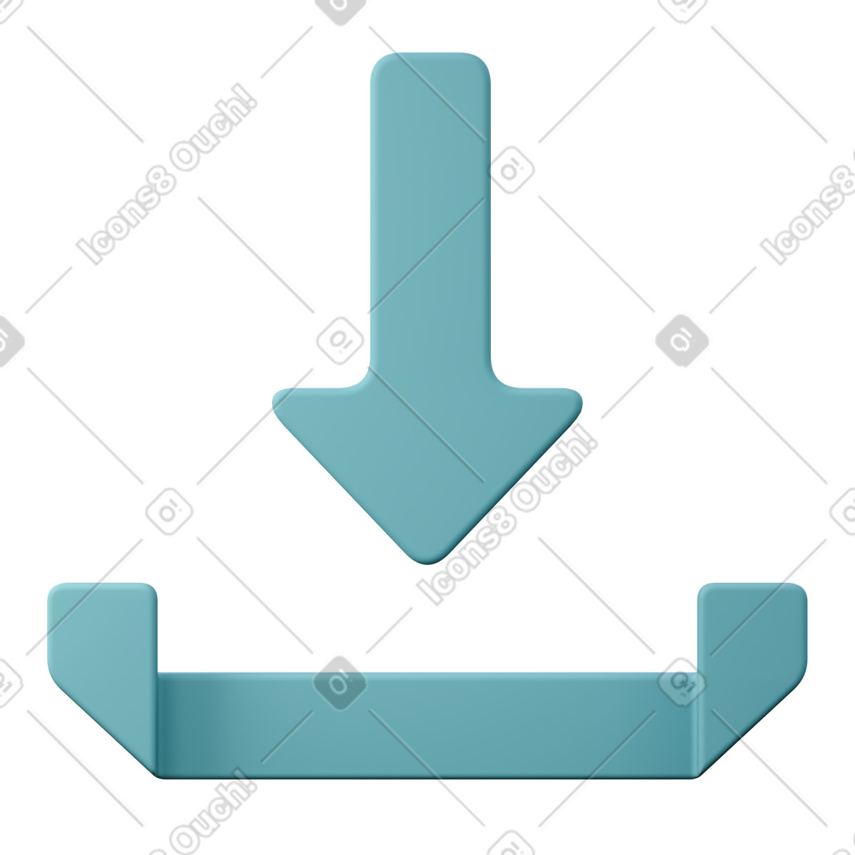 Blauer download-pfeil, datenabruf und -speicherung-Illustration im 3D Sugary-Stil als Download in PNG, SVG