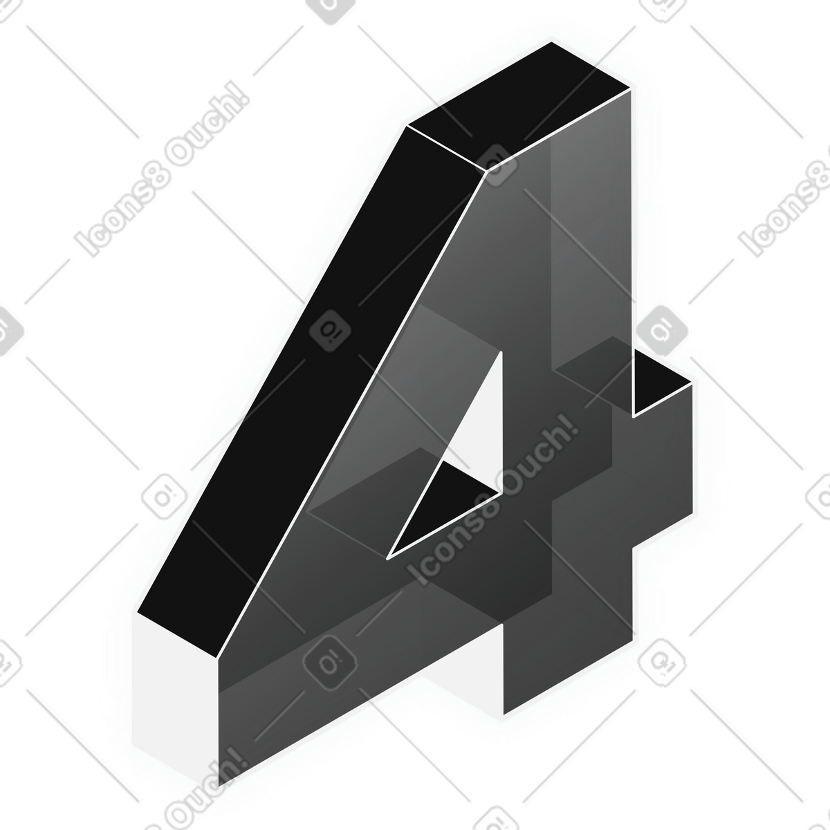 Ilustración Translucent black number four en estilo Inverse a descargar en PNG y SVG