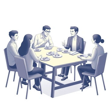 A warm scene of a family gathering around a table, discussing job opportunities and offering encouragement