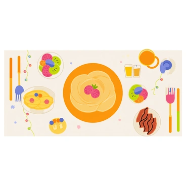 A festive brunch table set with holiday dishes and decorations