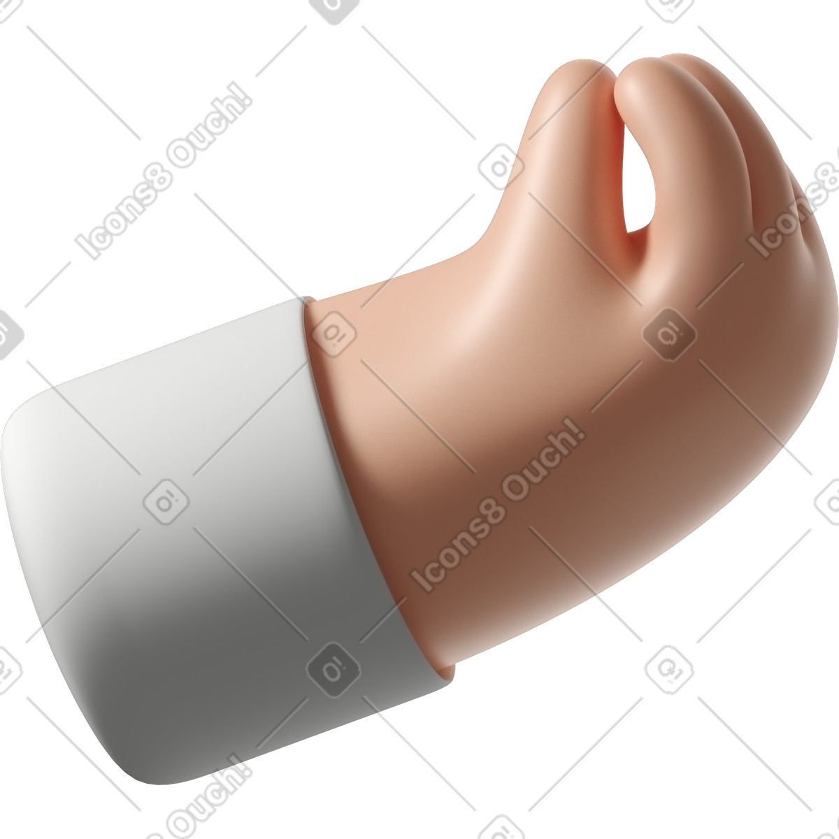 下载 3D Hands Fun&Wild 风格的 手指被捏的白皮肤手 插画，支持 PNG、SVG 格式