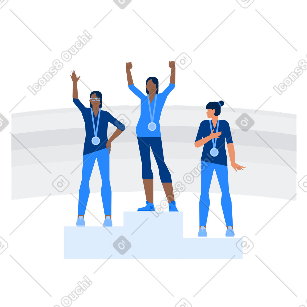 Olympic medalists illustration in Urban style download in PNG, SVG