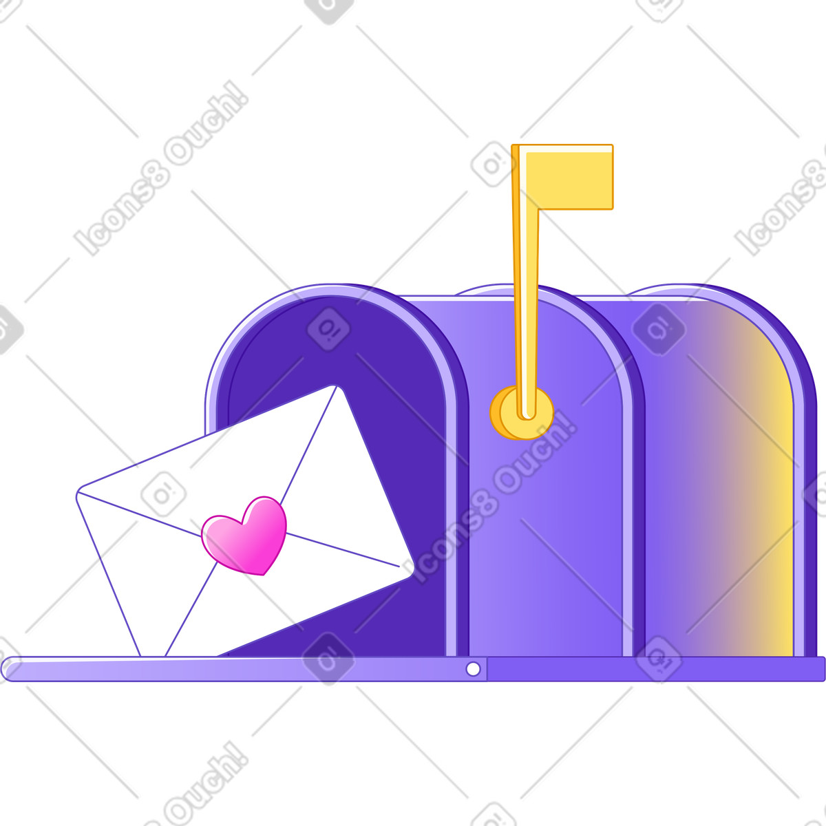 Ilustración Buzón con carta en estilo Rainbow a descargar en PNG y SVG