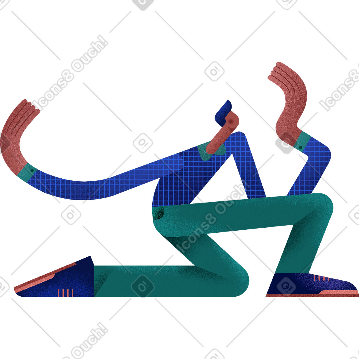 Man in blue shirt and green pants-Illustration im Willowy-Stil als Download PNG, SVG