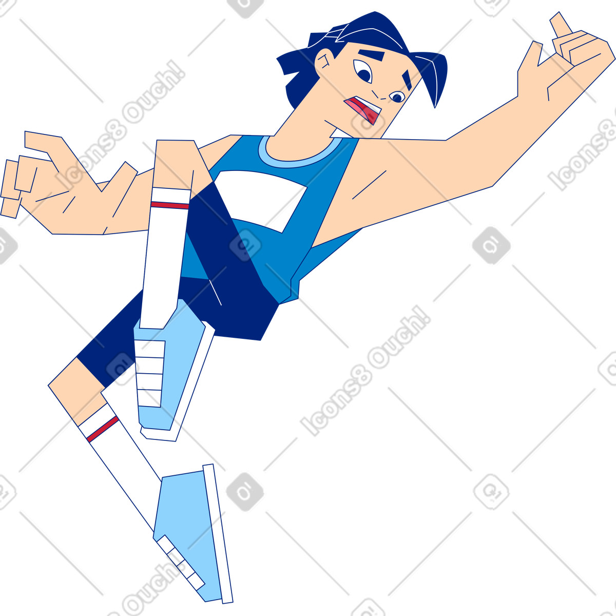 Mann athlet springen-Illustration im Neo-Sakura-Stil als Download in PNG, SVG
