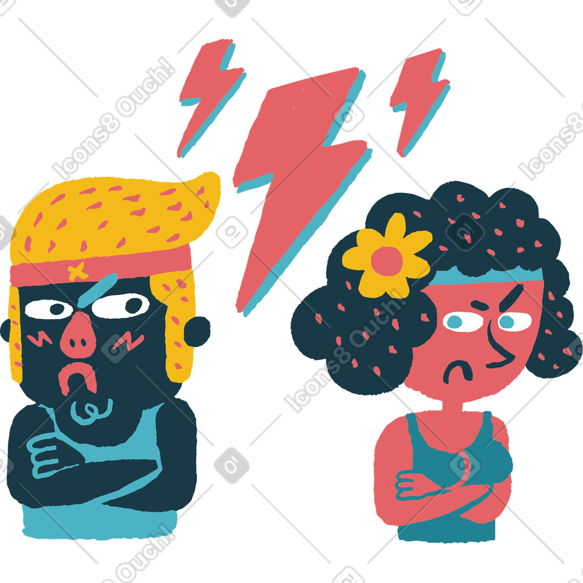 Illustration Conflict between couple, Communication barrier or no connection dans le style Flamenco à télécharger aux formats PNG, SVG