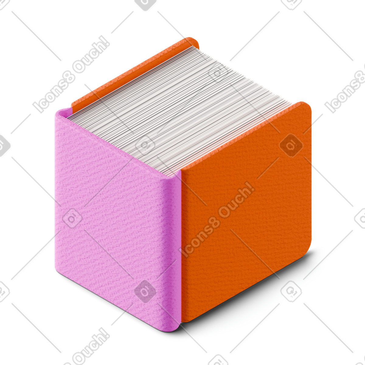 Isometric view of chunky book illustration in 3D Stickle style download in PNG, SVG