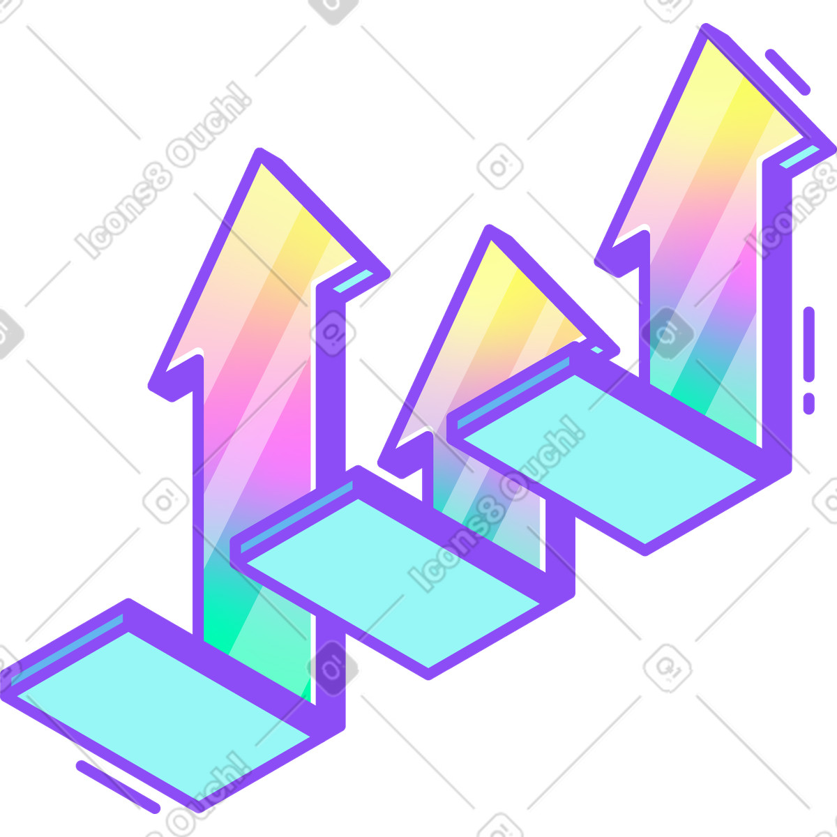 Illustration Graphique en flèche dans le style Holographic à télécharger aux formats PNG, SVG