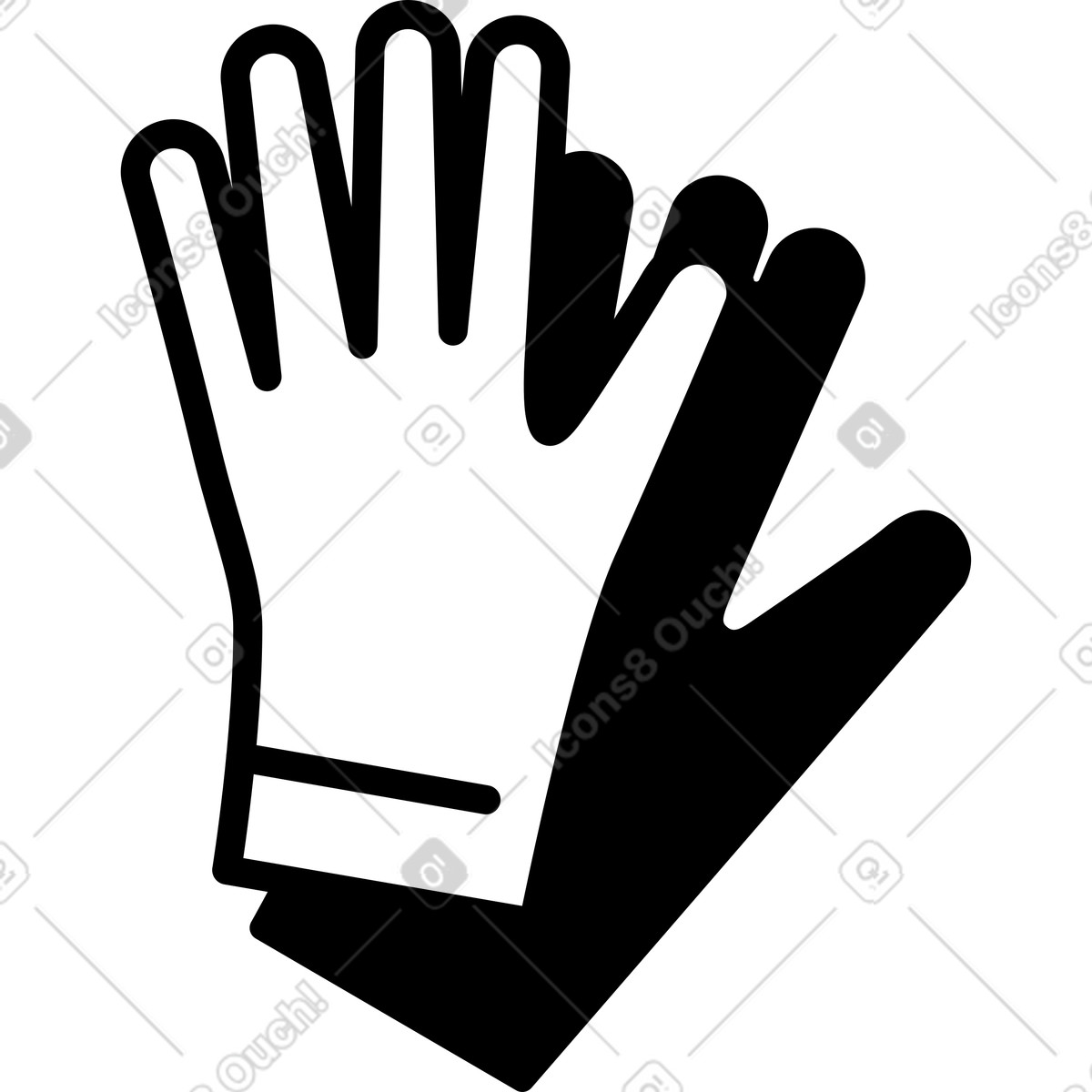 Ilustração de Glove silhouette with extended fingers and simple wrist strap detail em no estilo Notion Line Art para baixar em PNG, SVG