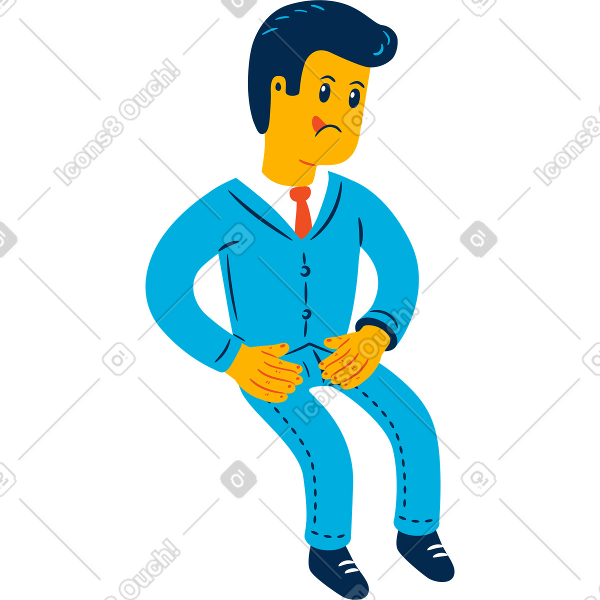 Uomo seduto illustrazione in stile Flame scarica in PNG, SVG