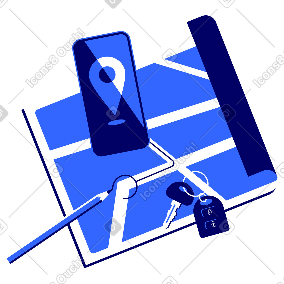 Road map illustration in Lounge style download in PNG, SVG