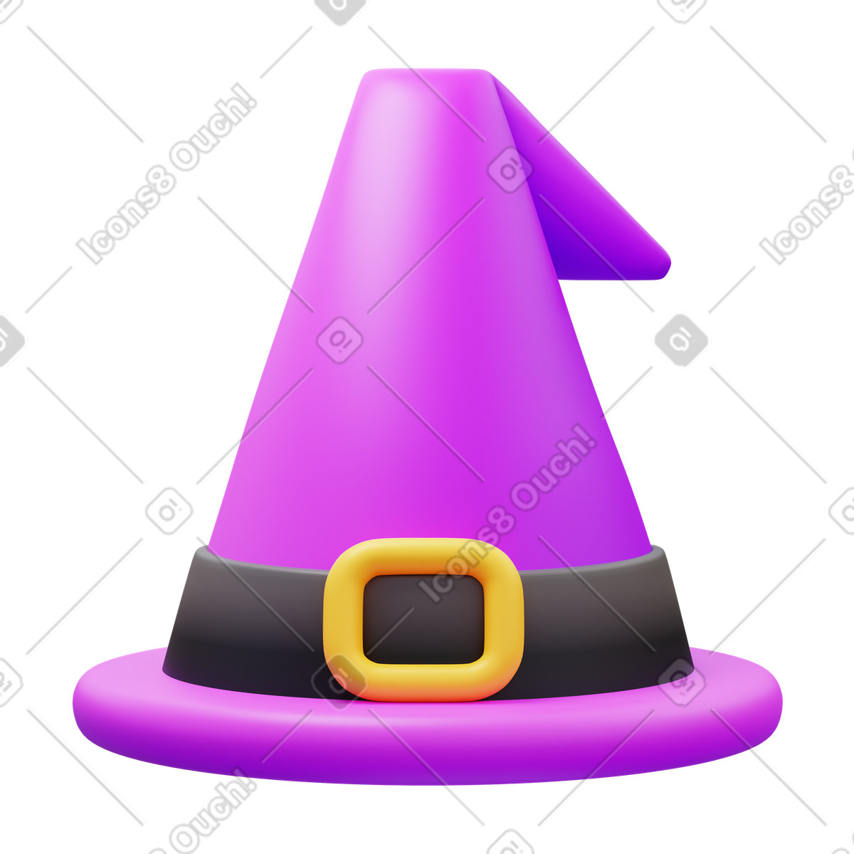Witch hat illustration in 3D Fluency style download in PNG, SVG