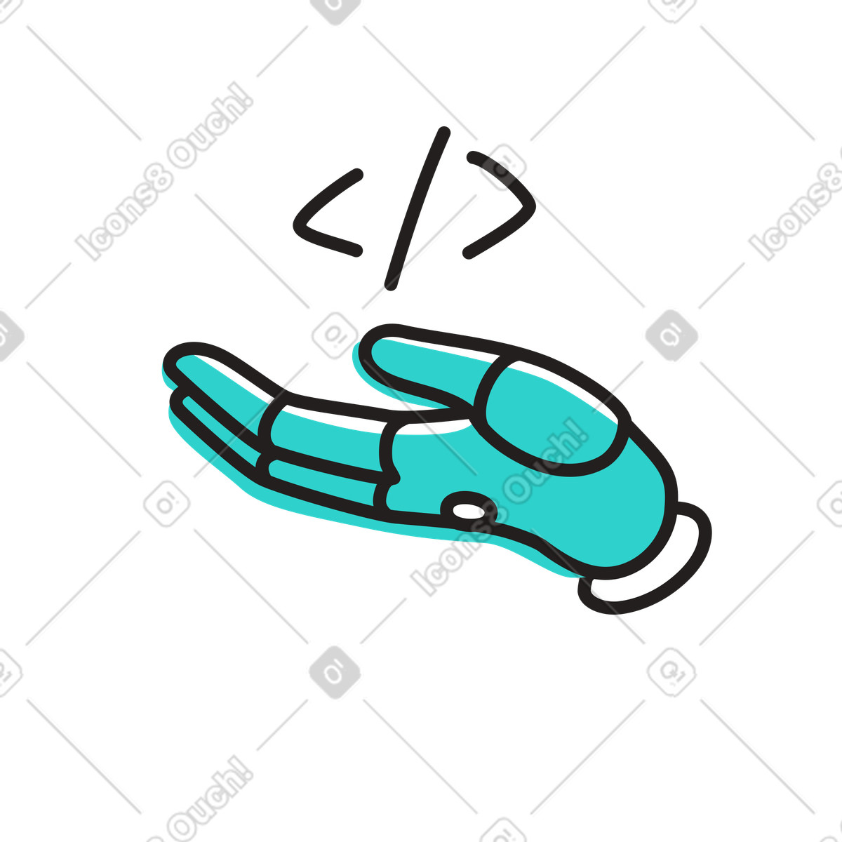 AI powered coding assistant, Robotic hand writing code, Artificial intelligence in software development illustration in PNG, SVG