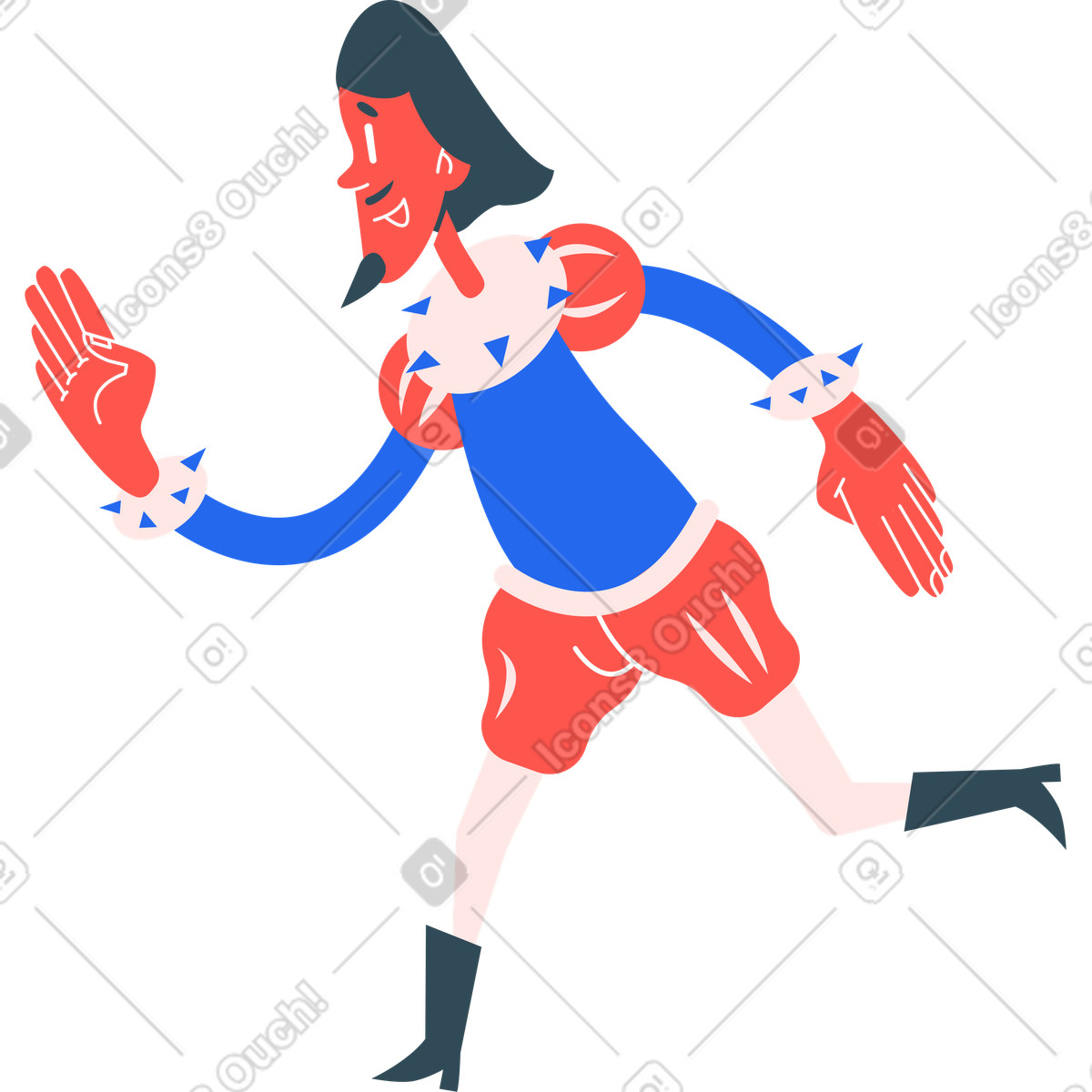 Ilustración Hombre corriendo en estilo Kingdom a descargar en PNG y SVG