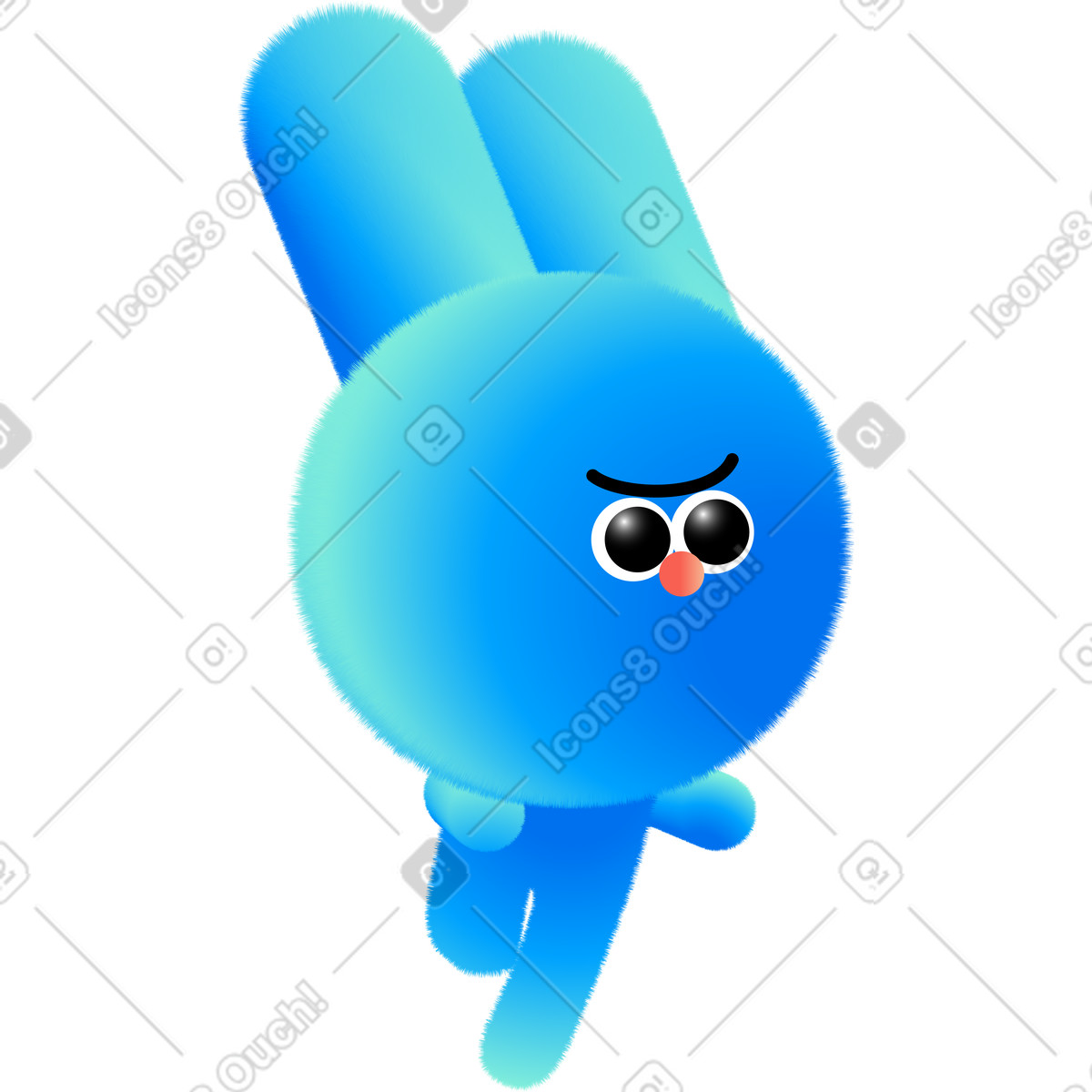 Blue hare illustration in Puffy style download in PNG, SVG