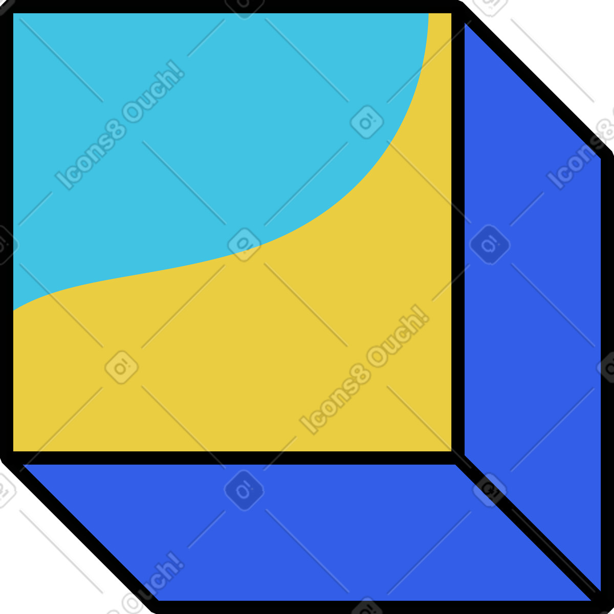 Ilustração de Cubo em no estilo Memphis para baixar em PNG, SVG