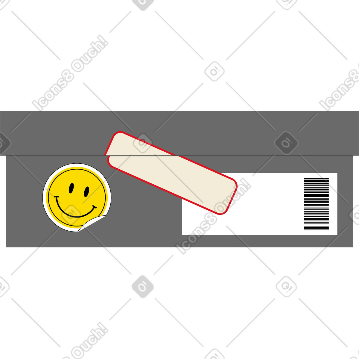 Box mit aufklebern-Illustration im Jumble-Stil als Download in PNG, SVG