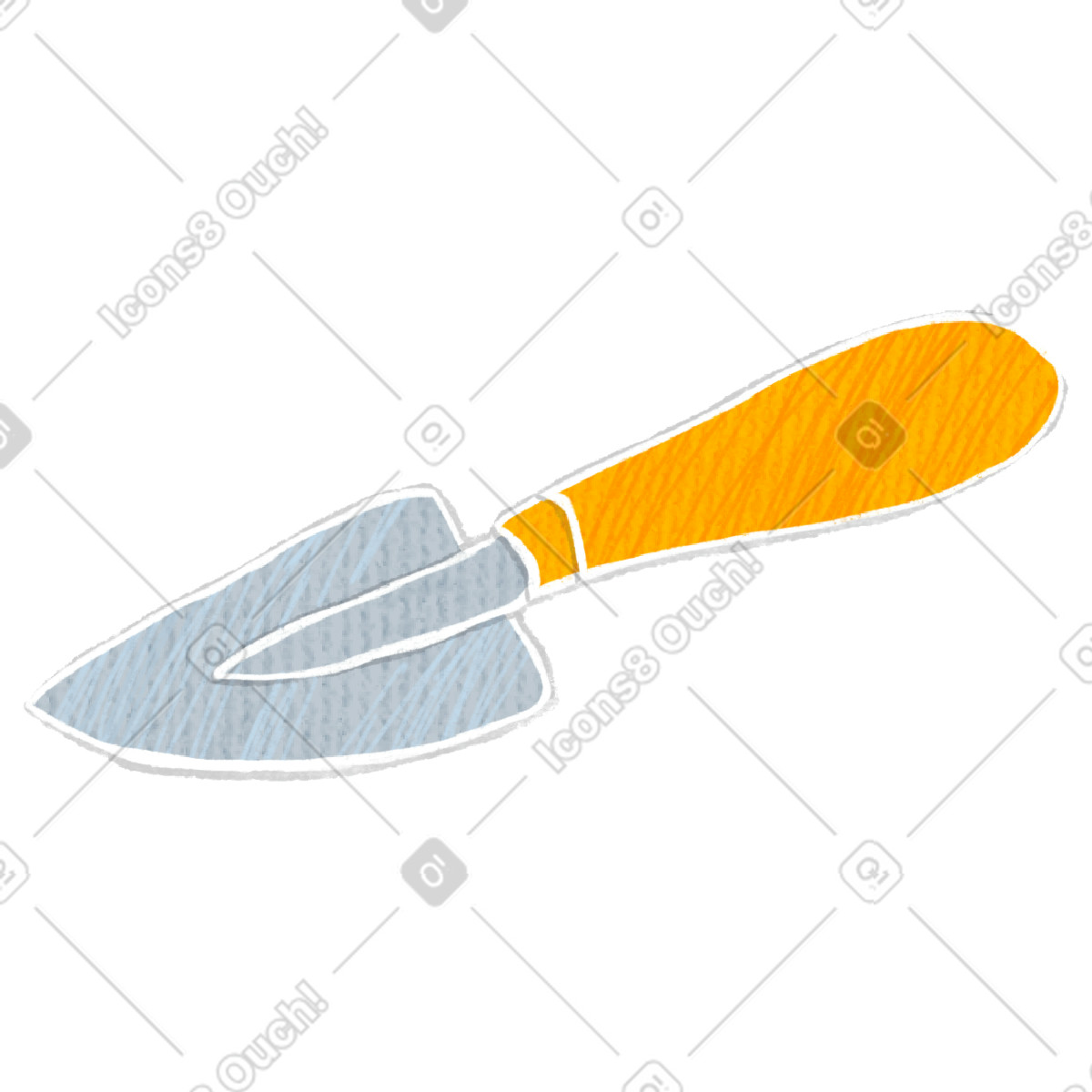 Garden small shovel with yellow handle illustrazione in stile Crafty scarica in PNG, SVG