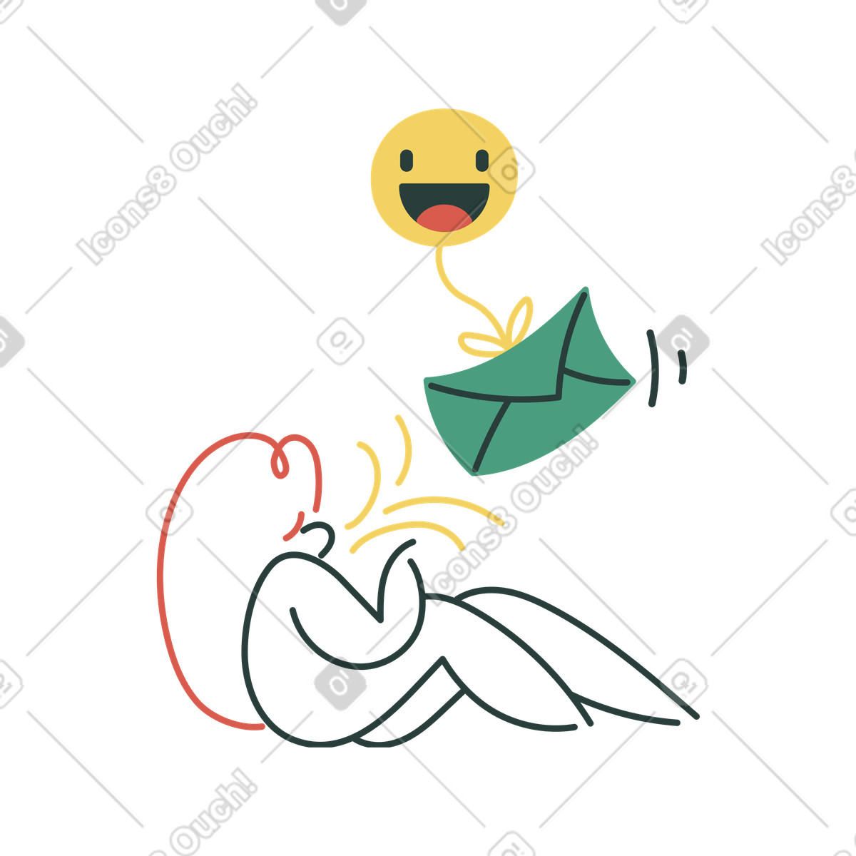 Ilustração de Emoji balloon delivering envelope, Positive communication and joyful messaging em no estilo Macaroni para baixar em PNG, SVG