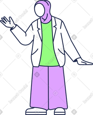 Femme en foulard leva la main PNG, SVG