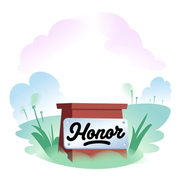A podium with a plaque labeled 'Honor' standing in an open field