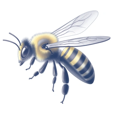A detailed anatomical chart of a bumblebee. The chart features a bumblebee depicted in a side view, showcasing its body sections. Each part is clearly labeled, including the head with distinct features like the compound eyes and antennae, the thorax which displays the wings and legs, and the abdomen which includes segments and the stinger. The entire chart is designed to provide a comprehensive understanding of the bumblebee's anatomy, emphasizing important biological structures and functions.