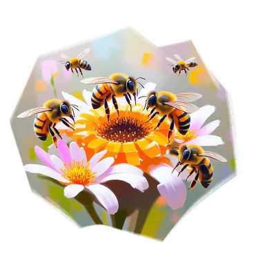 Illustration showing different bee roles: queen, worker, and drone