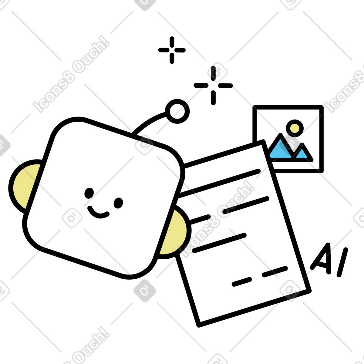 AI image generation with prompt, Automated art creation illustration in Mochi style download in PNG, SVG