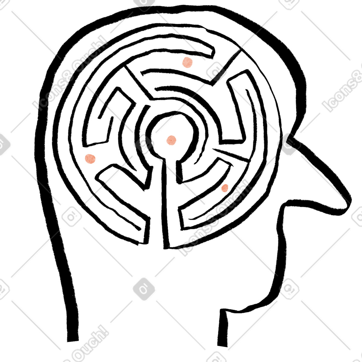 Labyrinth in head, Coming up with ideas, Bouncing ideas head or solving problems animated illustration Hand-drawn animation style download GIF, Lottie (JSON), AE