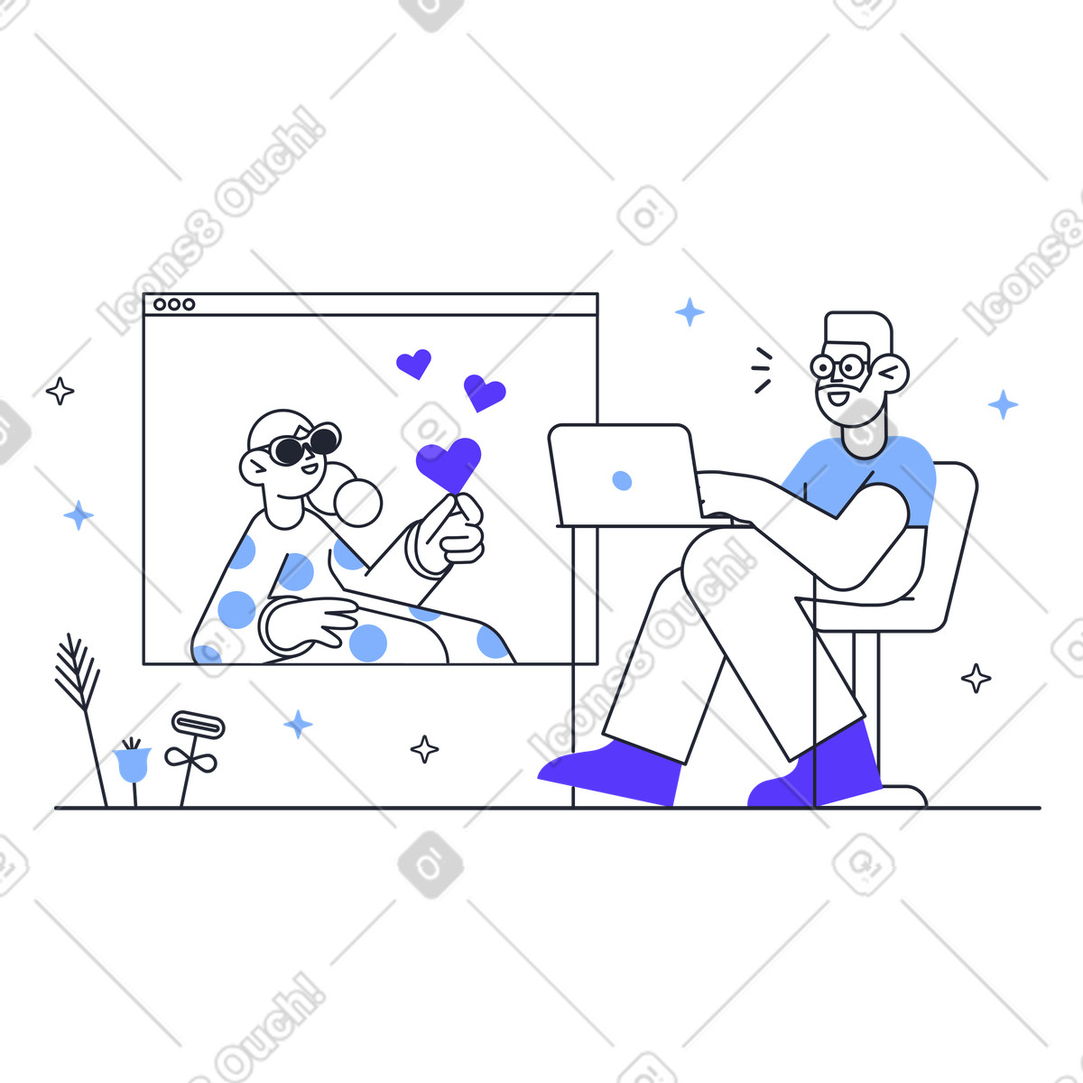 下载 Pablita 风格的 发送爱的讯息 插画，支持 PNG、SVG 格式