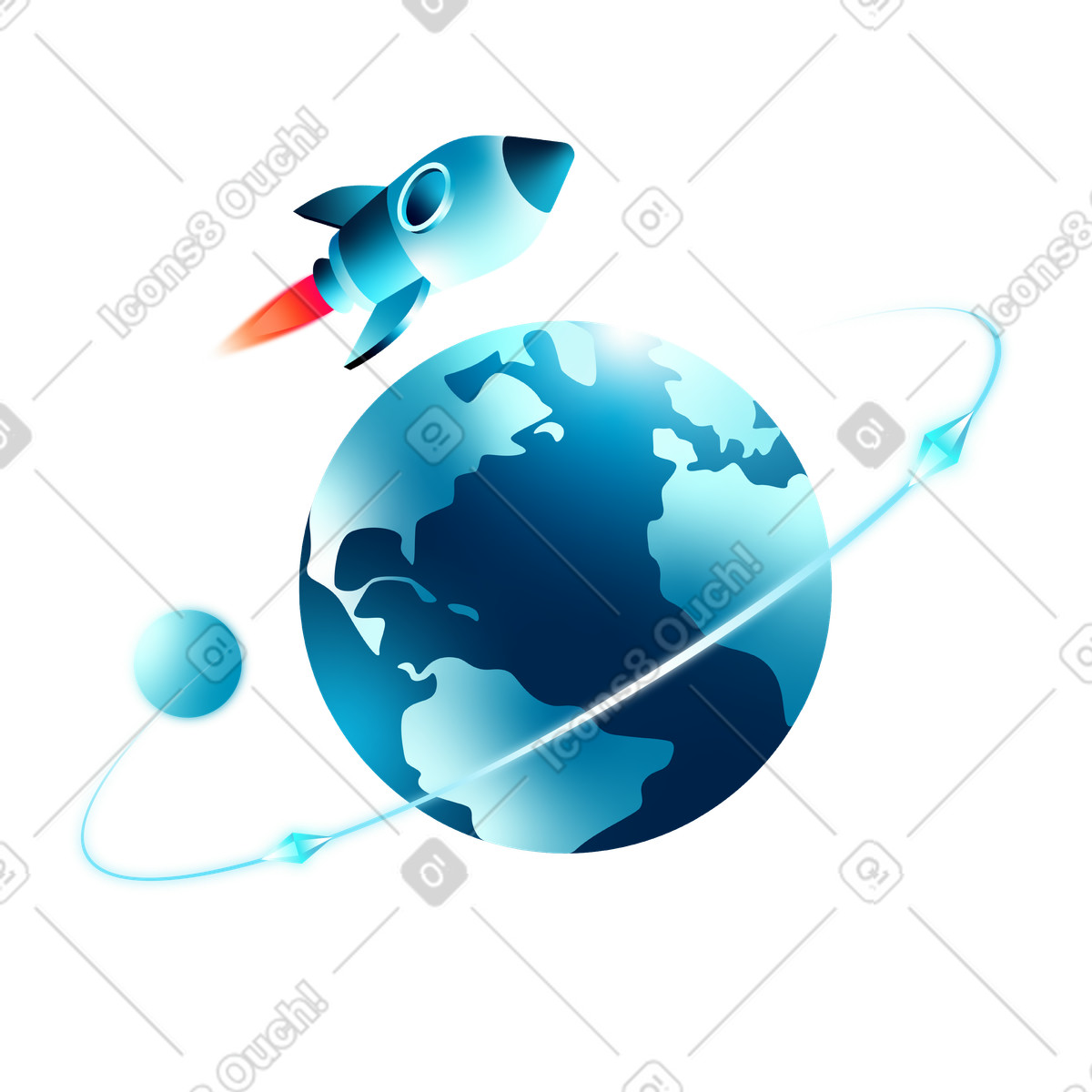 Space exploration, rocket flies over the planet illustration in PNG, SVG