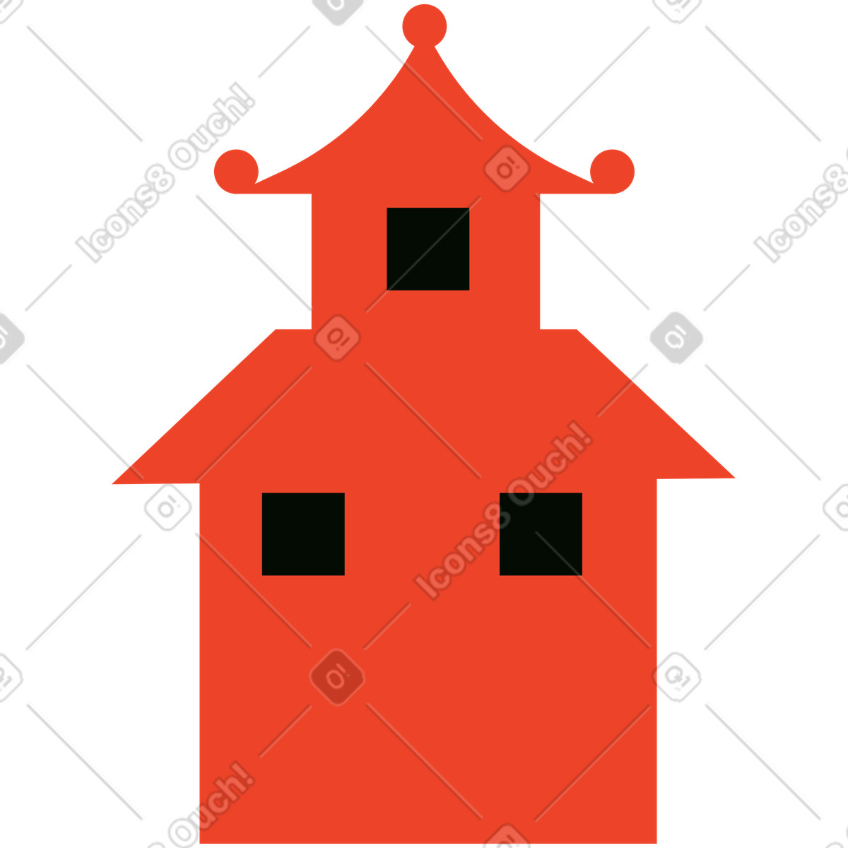 Casa cinese illustrazione in stile Polar scarica in PNG, SVG