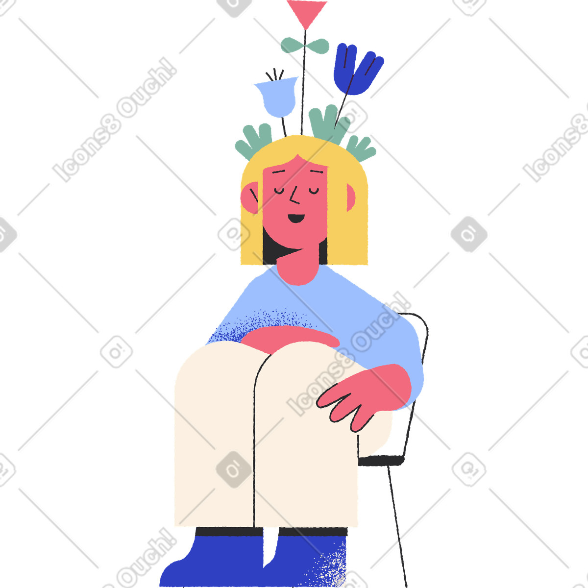 下载 Pablo 风格的 头开花的女孩 插画，支持 PNG、SVG 格式