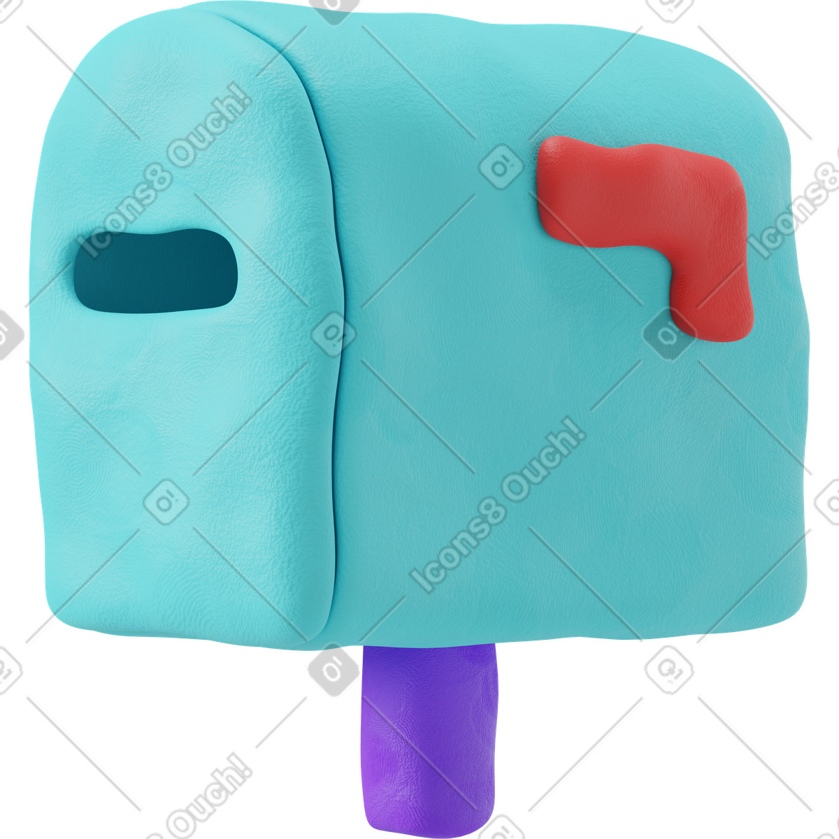 Blaues briefkastensymbol-Illustration im 3D Plastilina-Stil als Download in PNG, SVG