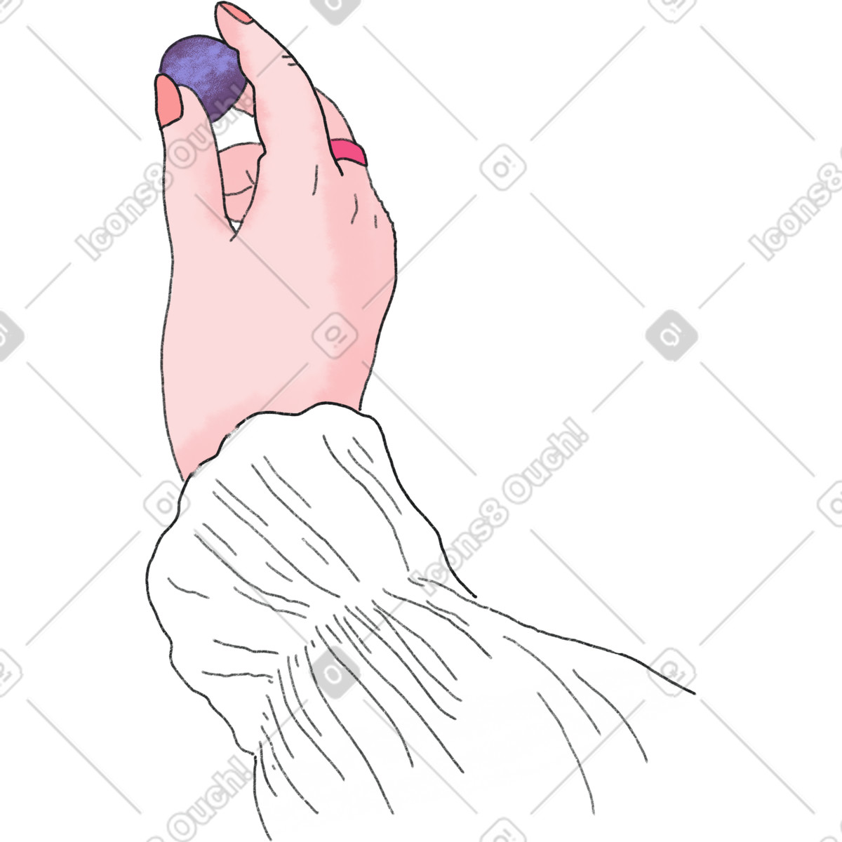 Hand in a white sleeve illustration featuring forearm clipart images for download in PNG