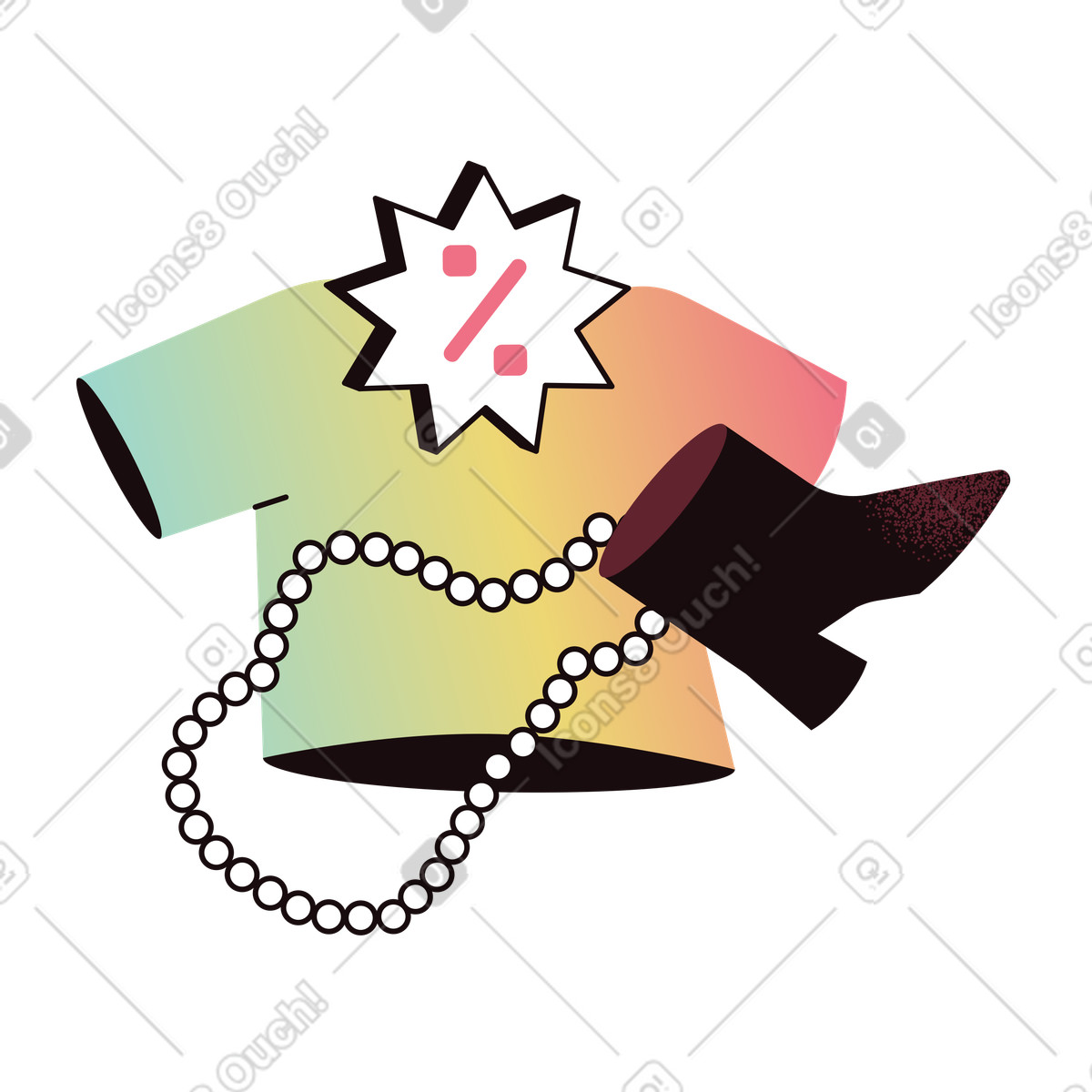 Abbigliamento e accessori in saldo illustrazione in stile Delight scarica in PNG, SVG