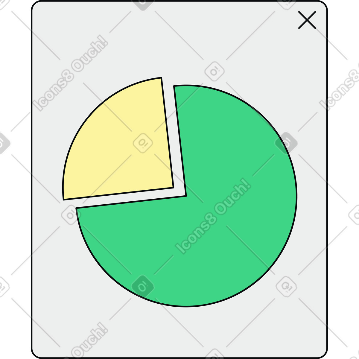 Ilustração de Gráfico pizza em uma janela no estilo Teko para baixar PNG, SVG