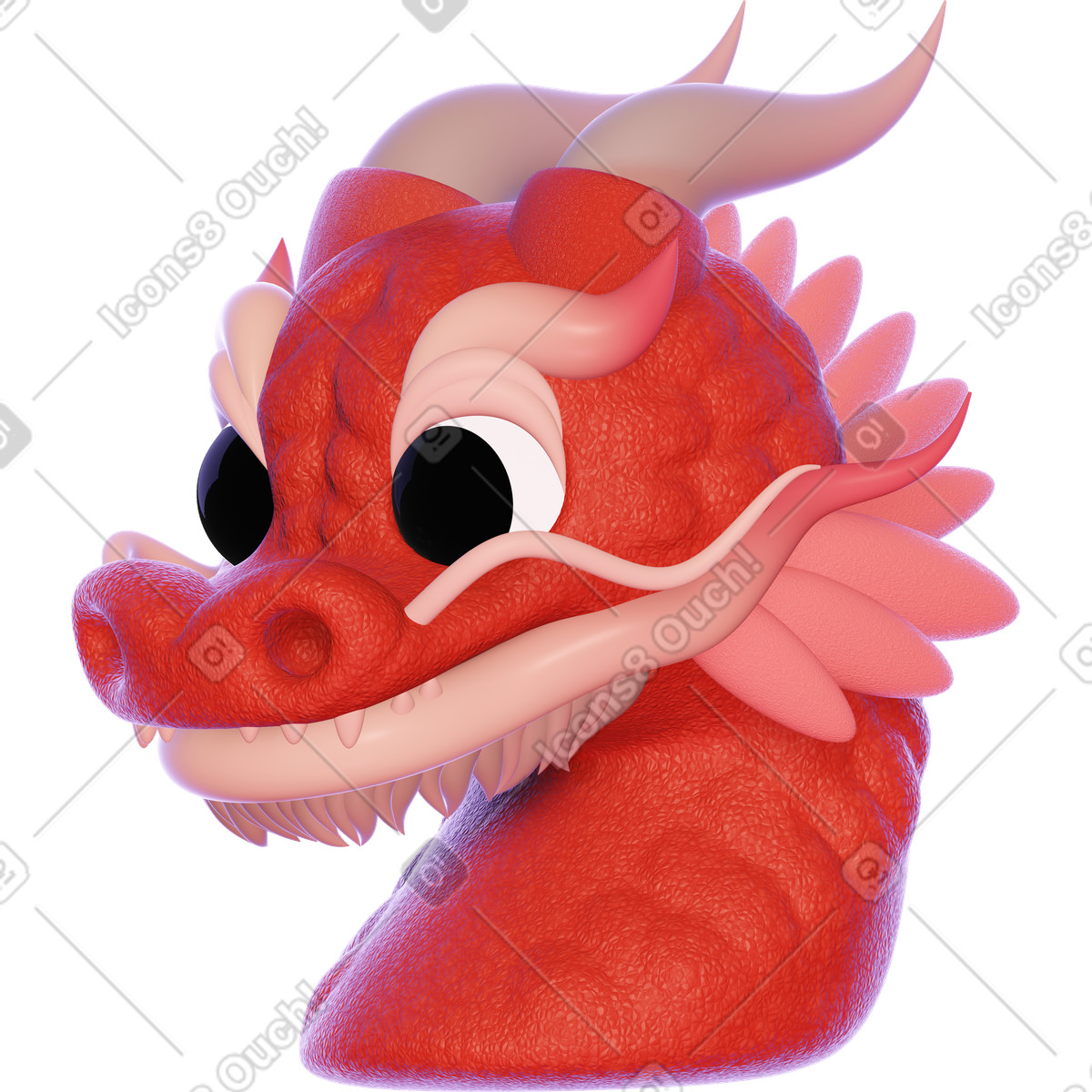 Icona del drago cinese rosso illustrazione in stile 3D Holidays scarica in PNG, SVG