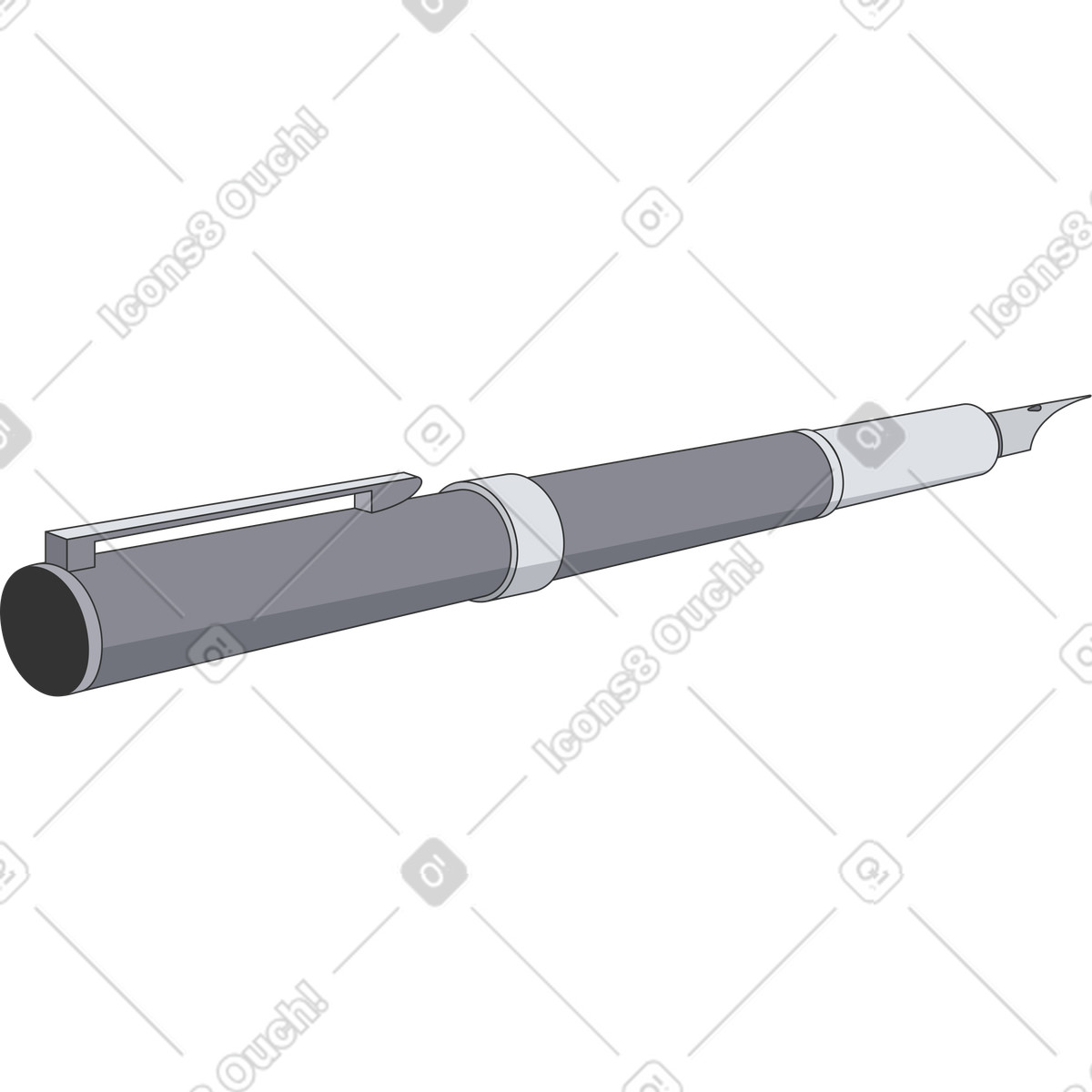 Ilustración Pluma estilográfica con sombra en estilo Kit a descargar en PNG y SVG