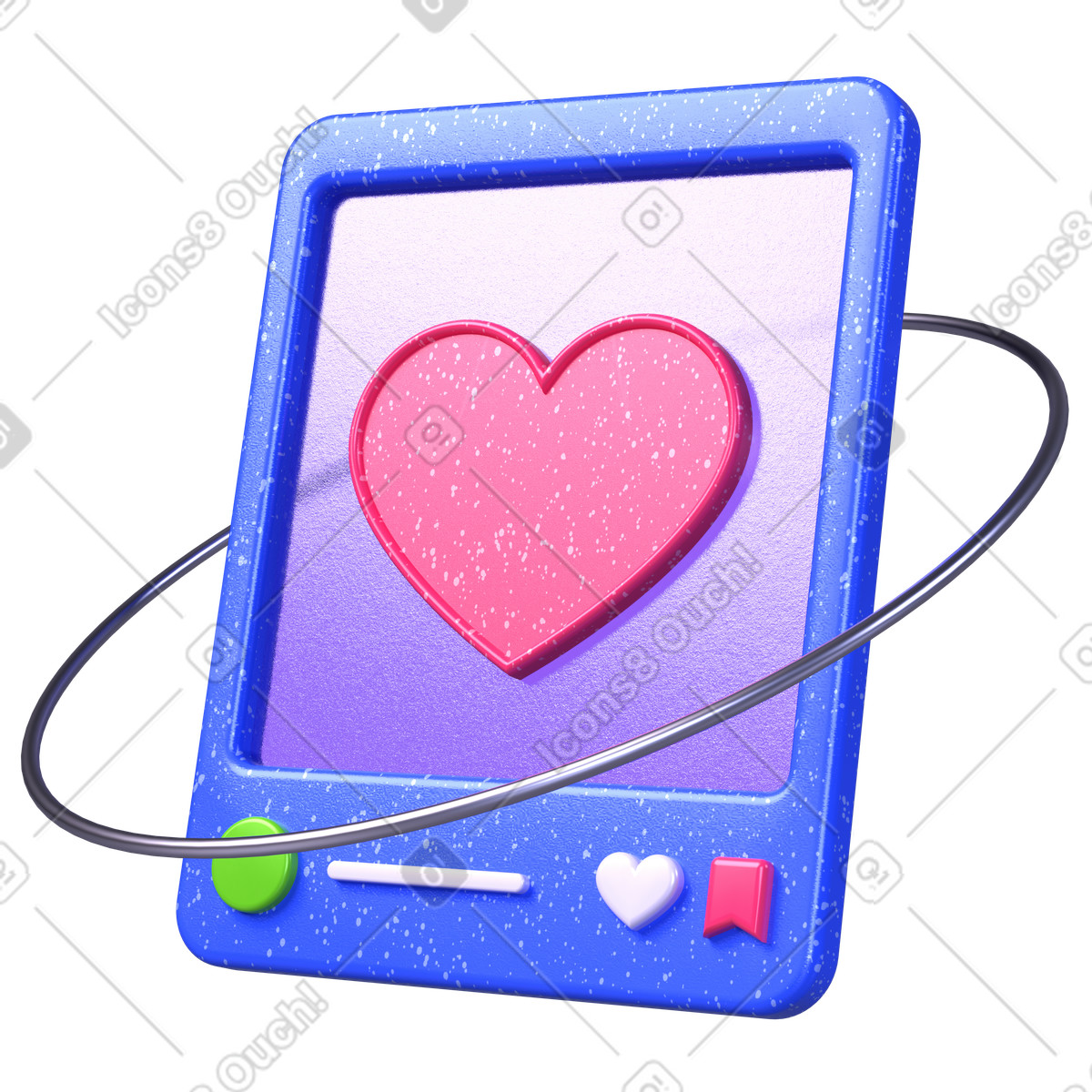 Illustration Cœur encadré avec anneau orbital, j'aime sur les réseaux sociaux, aperçu des mentions « » dans le style 3D Boost à télécharger aux formats PNG, SVG