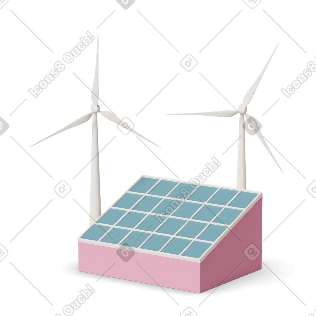 Solar panel wind generator illustration in 3D Casual life style download in PNG, SVG
