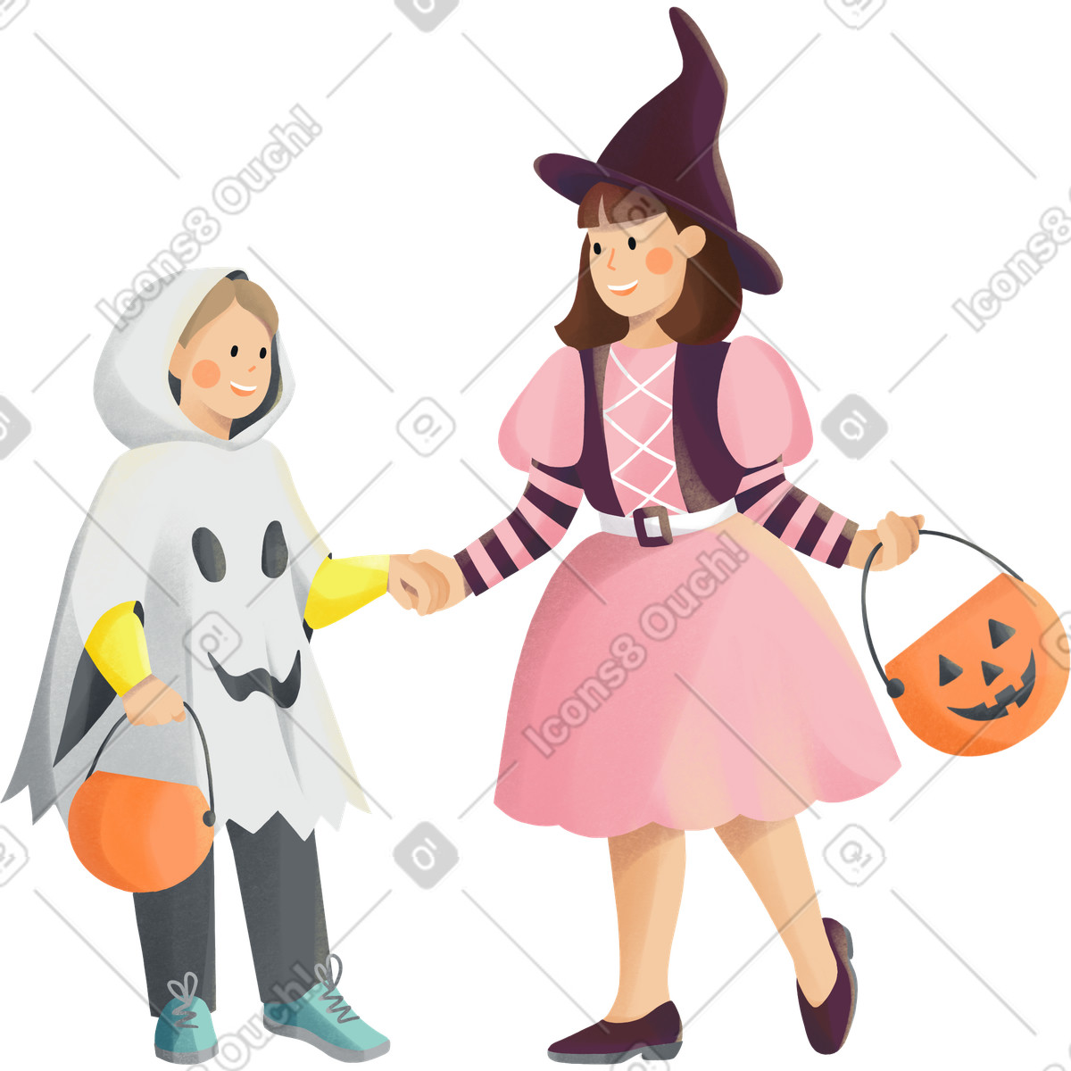 Ilustración A girl and boy in costumes en estilo Shine descargar en PNG y SVG