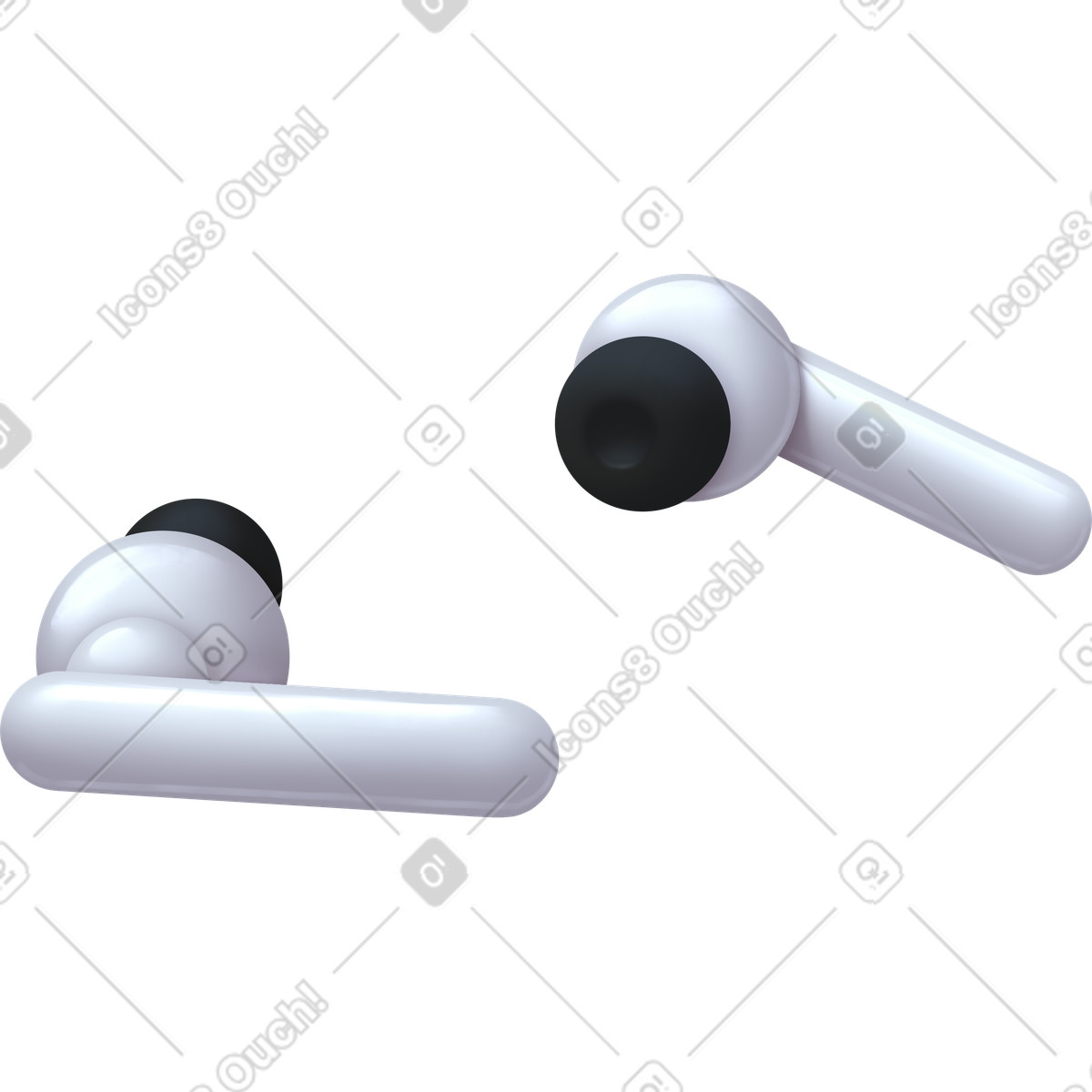下载 Props 风格的 White earbuds 插画，支持 PNG、SVG 格式