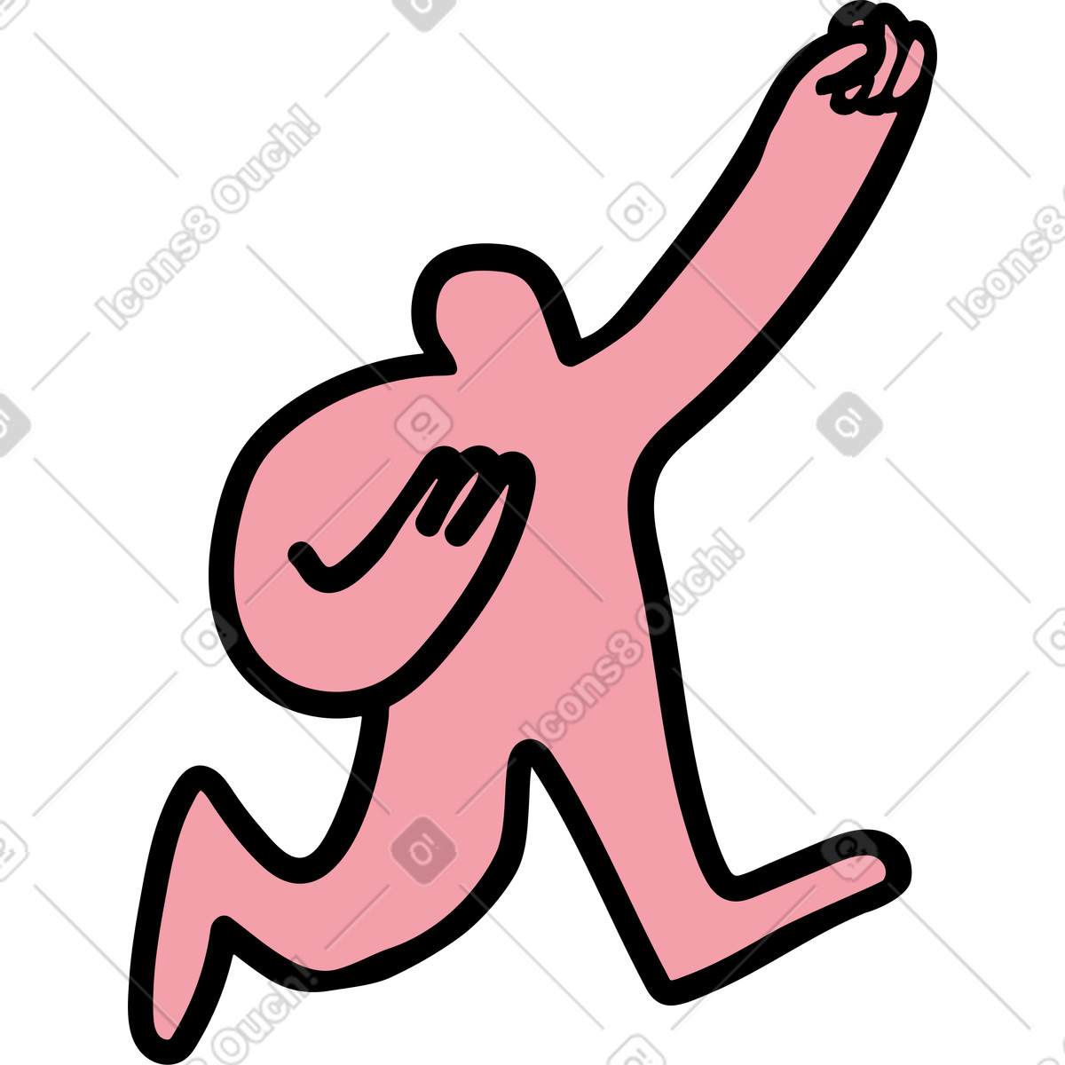 Wiggle スタイルの Pink person jumping in happiness のイラストをPNG、SVG形式でダウンロード