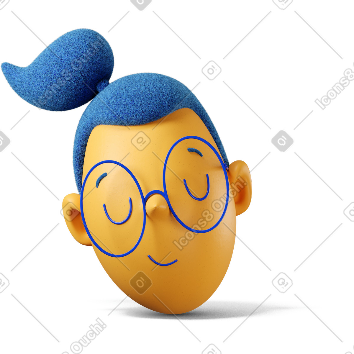 Ilustração de Cabeça uma garota satisfeita em no estilo 3D Buddy para baixar em PNG, SVG