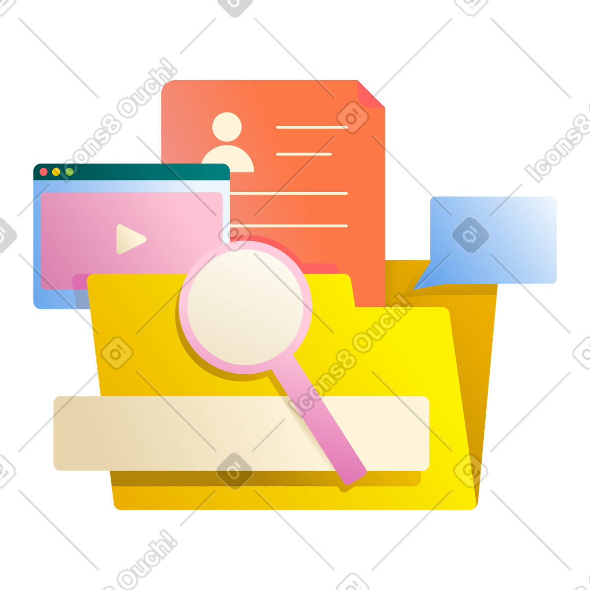 Ricerca di file in una cartella illustrazione stile Silky scarica PNG, SVG